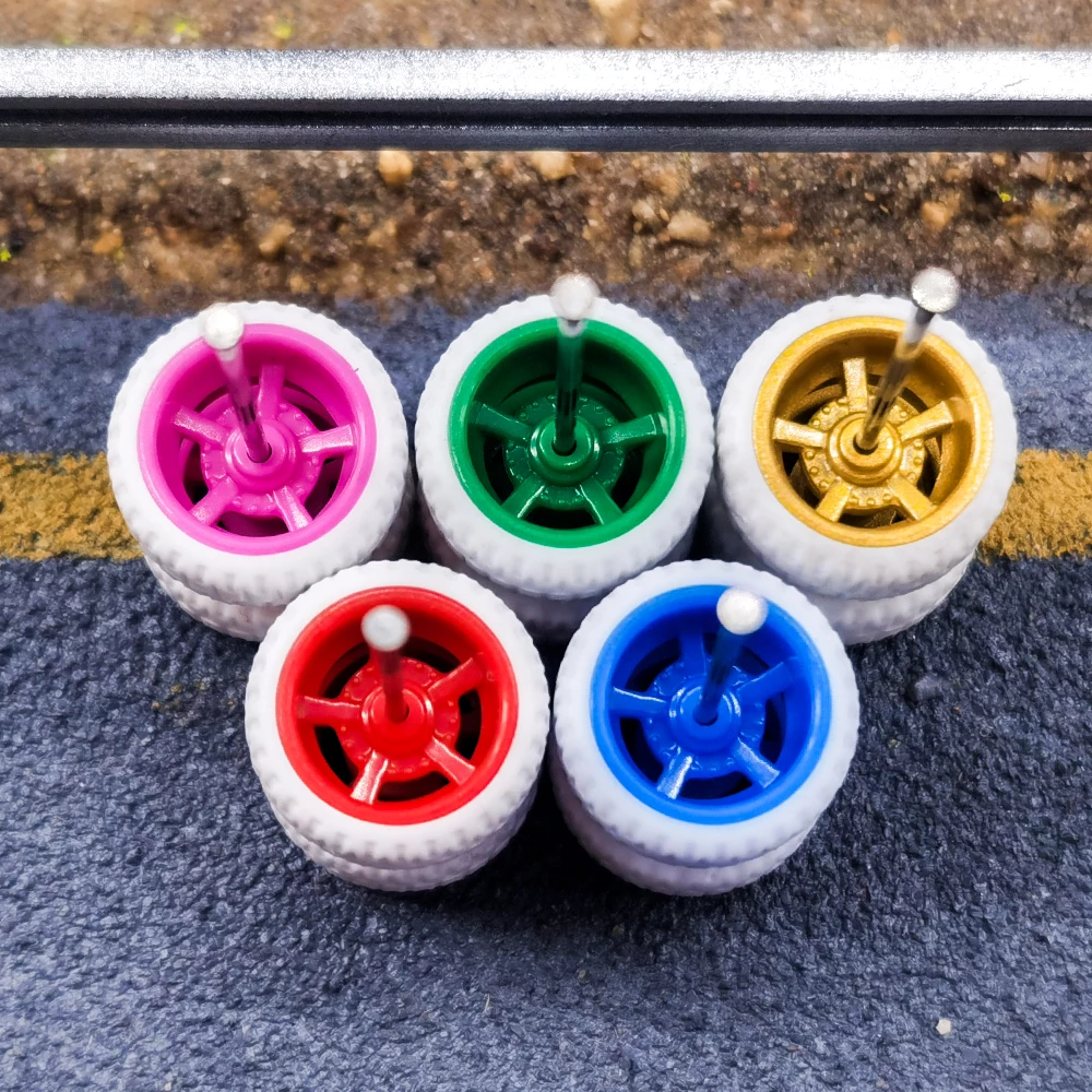 Kickcar-rodas de borracha de cinco mandíbulas, modelo 1:64, brinquedo do carro, 1/64 polegadas, conjunto de 4 peças