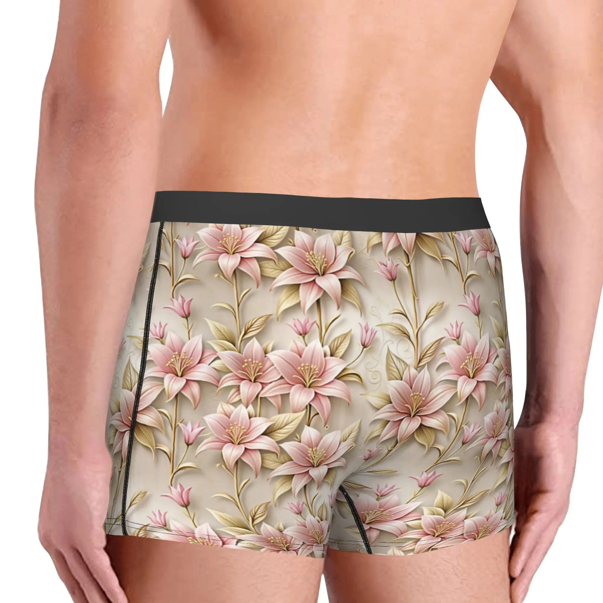 Luxury High 3D Floral Underwear Male Print Fashion Trend 3D Flowers Boxer Briefs Shorts Panties Breathable Underpants