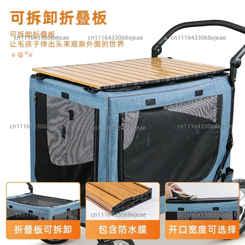Super large pet cart Camping Big dog out trolley Multi-cat travel Pet cart Foldable dog cart
