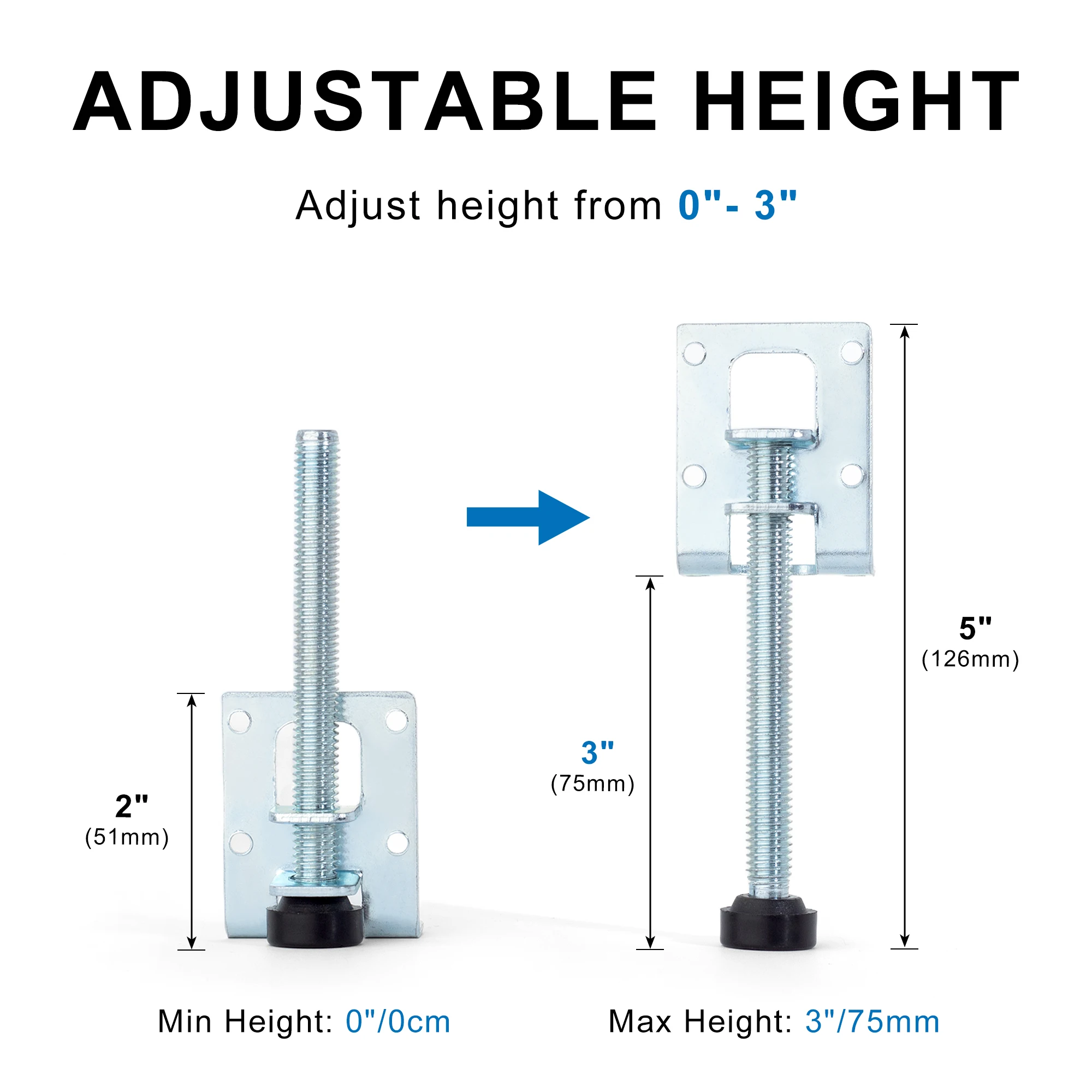 2PCS Adjustable Height Furniture Levelers Table Leg Leveler Heavy Duty Leveling Feet for Wooden Cabinet Chair Desk Sofa Foot