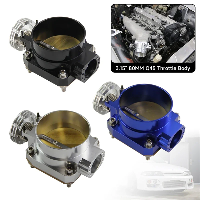 Q45 アルミ削り出し 80mm ビッグスロットルボディ スロットルボディ,日産,スカイライン,ブラック,シルバー,ブルー,q45