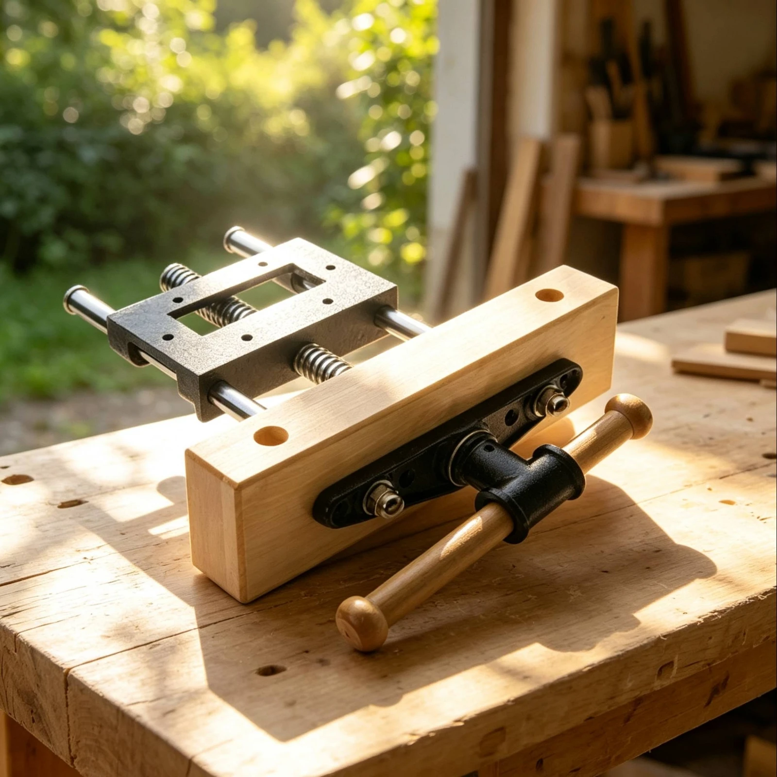 Bench Vise with Guide Rods Professional Grade Woodworking Vise Woodworking Bench Clamp Wear-Resistant Shielded Coating