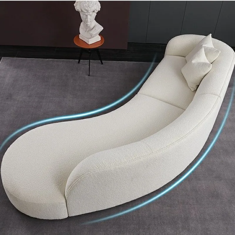 Moon-shaped fabric sofa living room small apartment beauty salon reception curved sofa