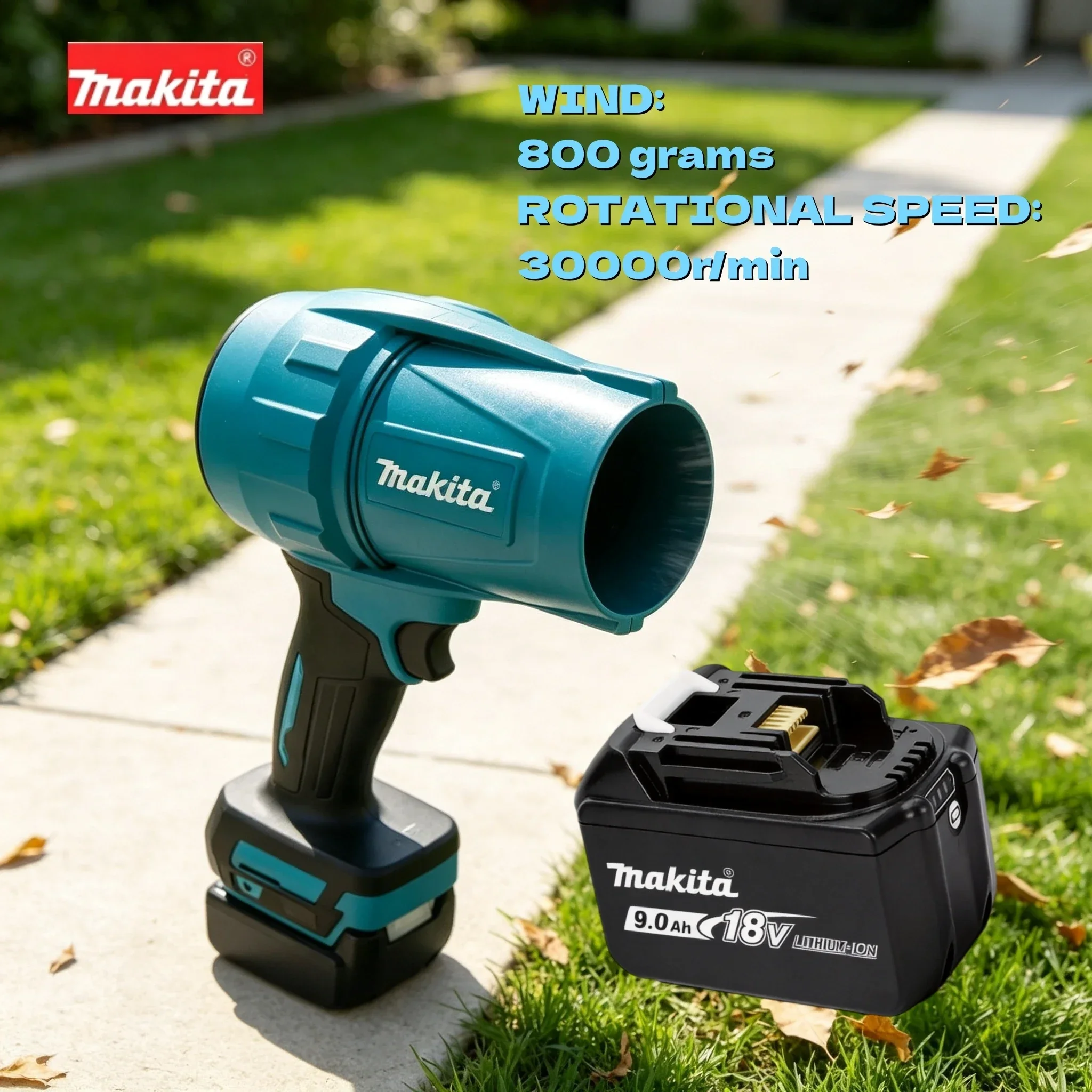 Makita 18 Violent Blower 30000RPM Turbo Jet Fan Electric Air Duster Wind Speed Turbo Rechargeable with Light Car Cleanin