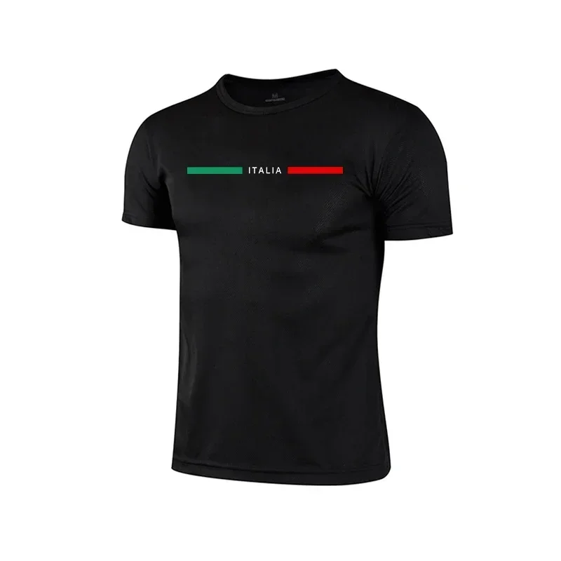 Italienische Mode Herren Schnelltrocknende T-Shirts Sommer Alltags- und Sport-T-Shirts Kurzarm O-Ausschnitt Tops Fitness Training Athletik T-Shirt