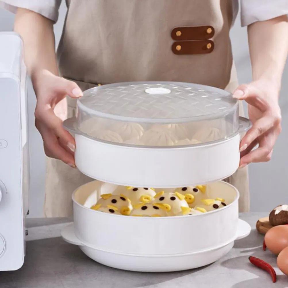 

Microwave Safe Double layer Food Steamer PP Material High Temp Resistant Kitchen Supplies Fish Buns Steamer Box