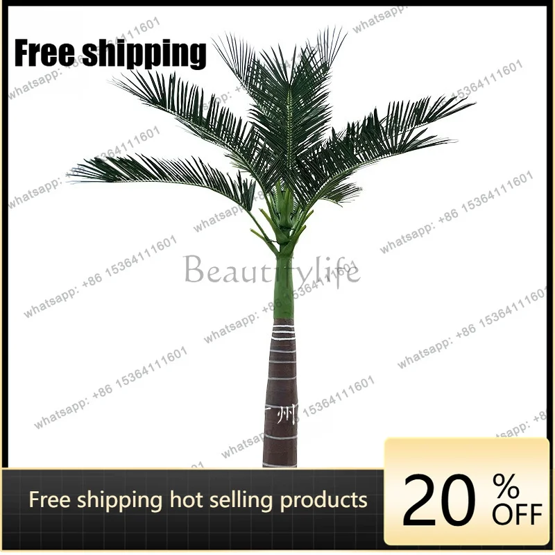 YJ simulation king coconut, indoor and outdoor fiberglass reinforced plastic tree landscaping fake tree