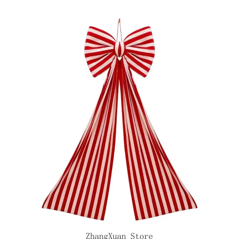 Weihnachtsbaumband-Akzent, gestreifter Hängebesatz aus weichem Stoff 3XUF – Detail 2