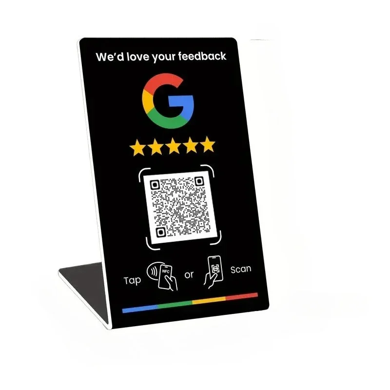 13,56 MHz programmeerbare Google Review Card NFC-stationtabel NFC Google Reviews-display buigkaart staande merkbeugel