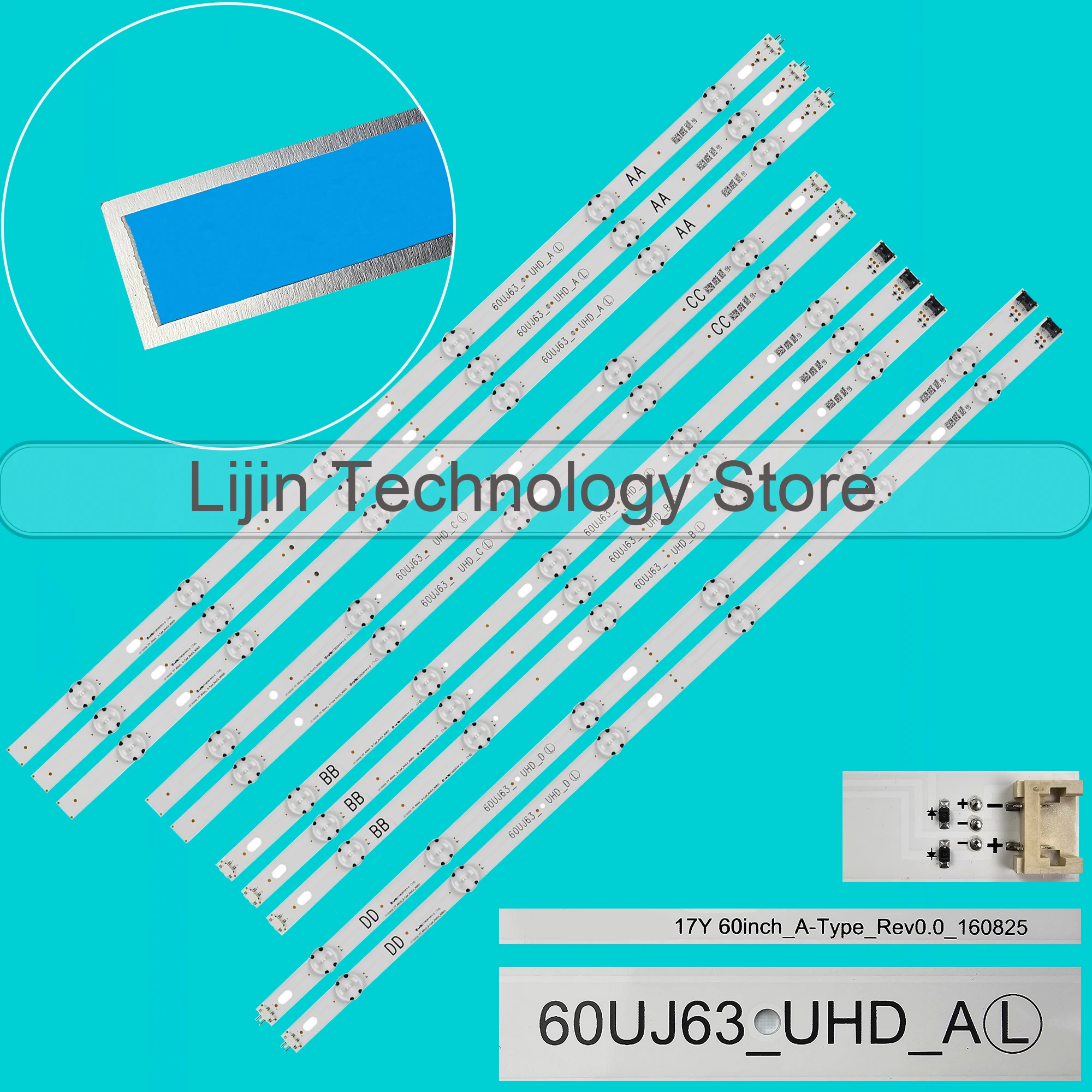 Striscia di retroilluminazione a LED per 60UJ6309 60UJ6300 60UJ6050 60UJ630V 60UJ634V 60UJ651V 60UJ670V 60UJ630 60UJ63_UHD_A B C D