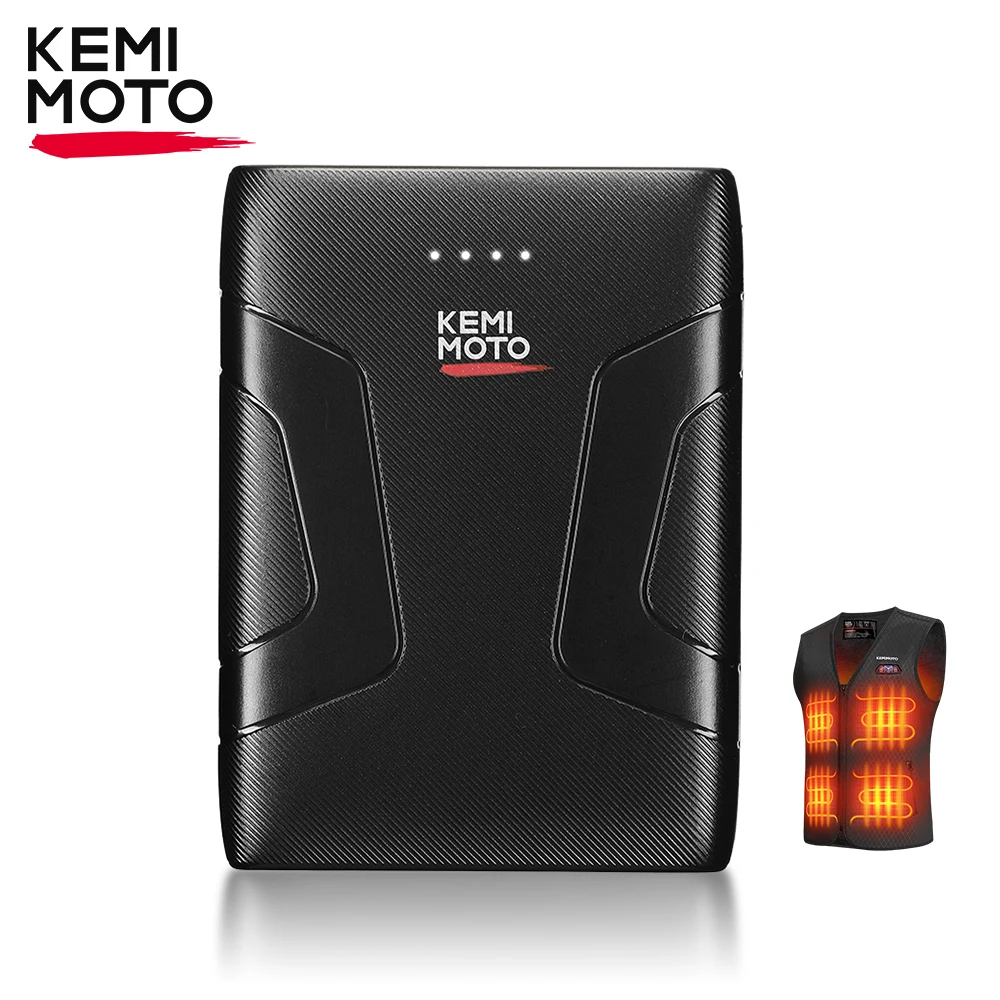 

KEMIMOTO Battery 10000mAh Power Bank for Heated Jackets Vests Winter Warmer Fast Rechargeable Safety Certification Portable