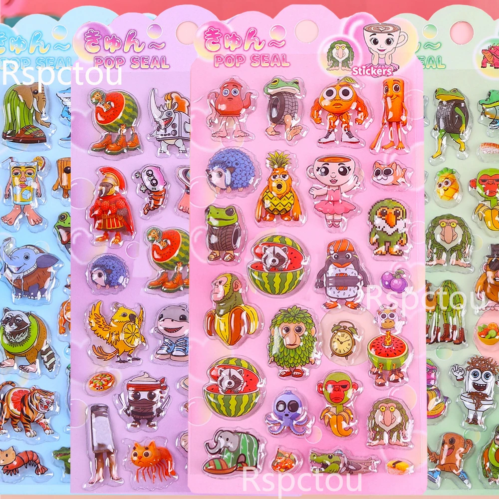 Итальянский мозг 3D рельефные наклейки Tung Tung Tung Sahur забавные животные пузырьковые наклейки ноутбук телефон велосипед мультяшная декоративная наклейка