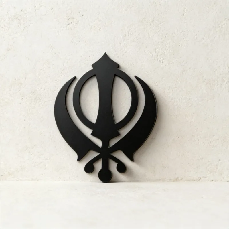 Décoration murale en acrylique Khanda, design double épée, autocollante, pour la maison