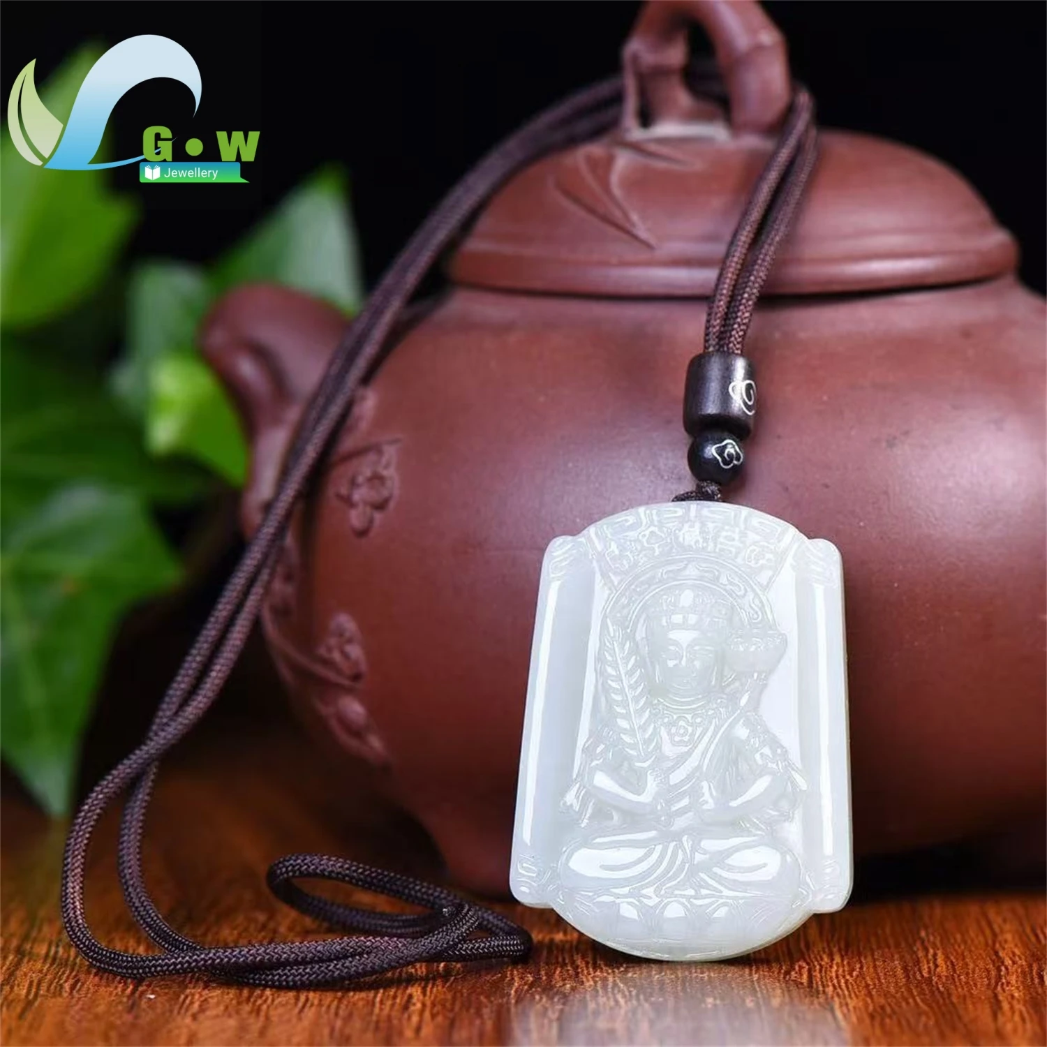 Natural Hetian Jade Guanyin Pendant Necklace Unisex Exquisite Carved Gemstone Amulet Fine Jewelry Daily Wear Elegant Charm Gift