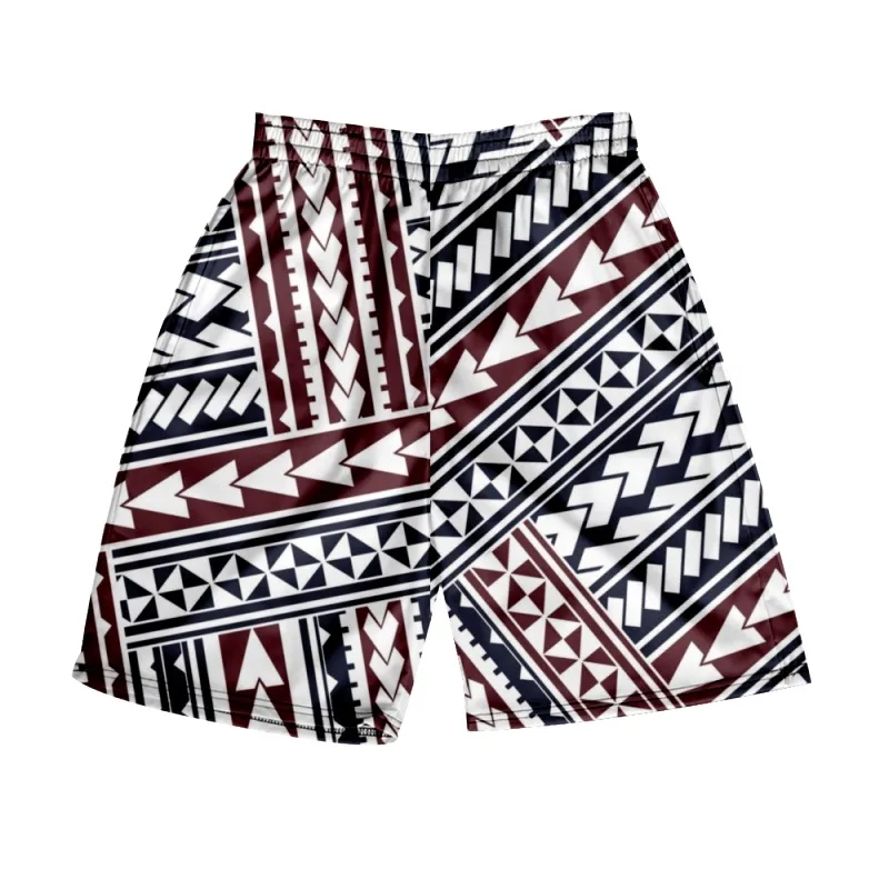 2022 New Men's Casual Pants Beach Shorts Fashion Samoa Totem Print Hawaiian Style (US Size XS-6XL)