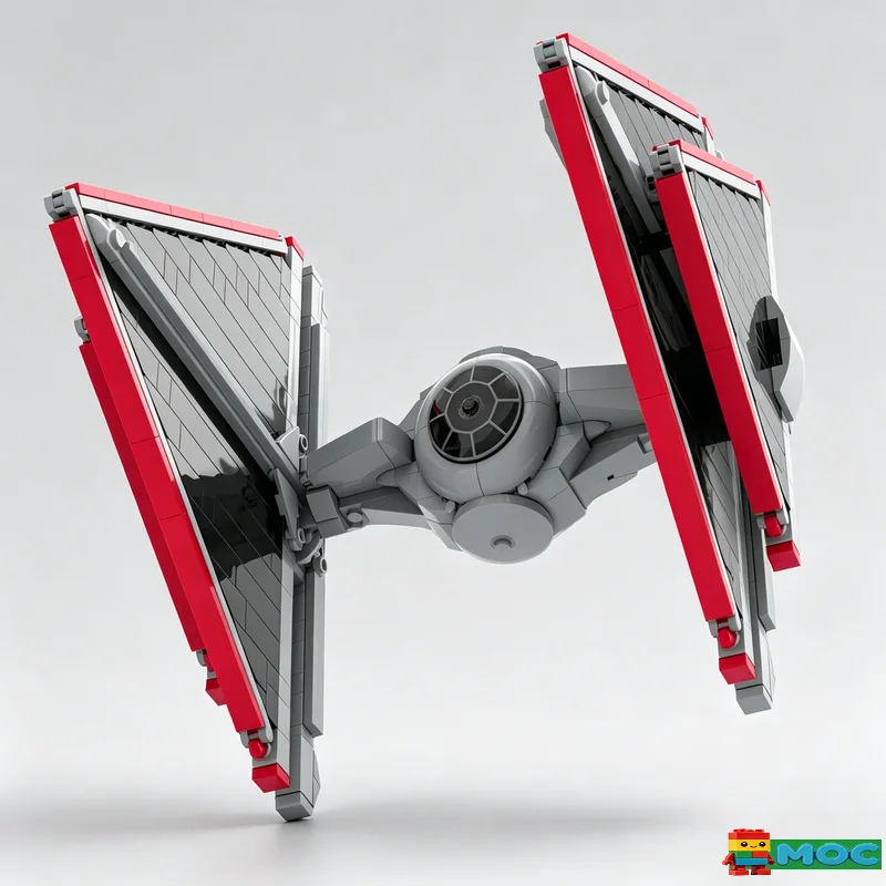 

679PCS Sci Fi Red Edge Dual Wing Space Fighter MOC Spaceship Model Building Blocks Educational Collection Birthday Popular Gift