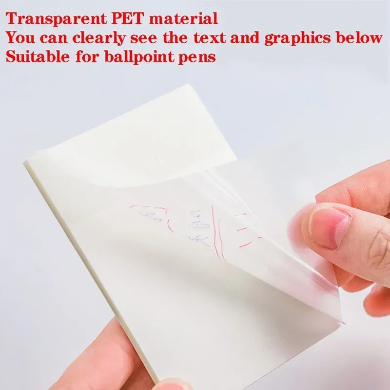 50 Sheets/set of Waterproof PET Transparent Memo Super Sticky Tearable and Reusable Student Paper Office Stationery sticker