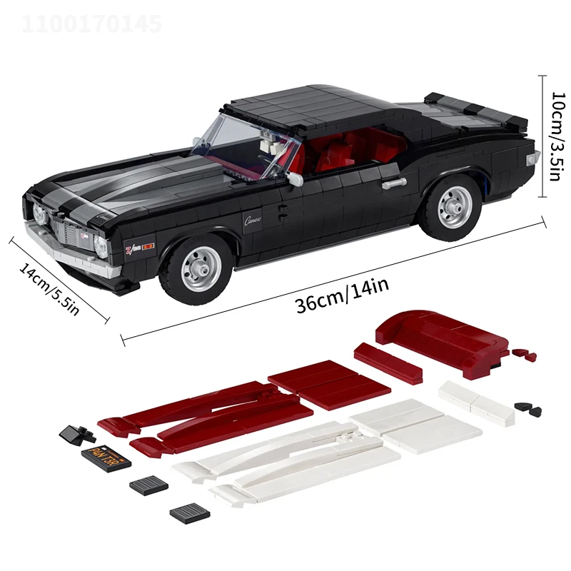 1456pcs Retro Muscle Car Camaro Sports Car Building Blocks Model Bricks Toys Boys Birthday Gift Set Compatible With 10304