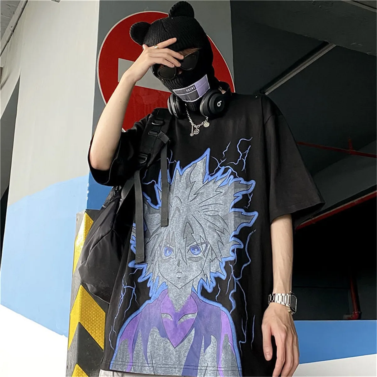 Hunter x Hunter T Shirt Men Japanese Harajuku Streetwear Killua Print Tshirt Short Sleeve Loose Summer Tops Tee Japan T Shirt