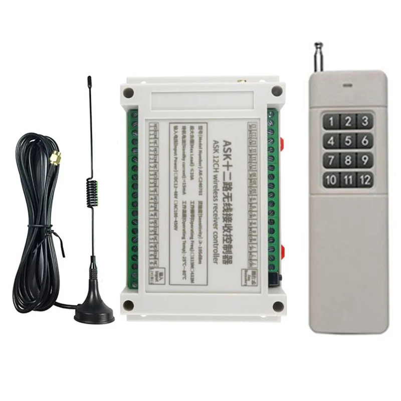 3000m DC 12V 24V 36V 48V 12CH RF Wireless Remote Control Switch System Transmitter & Receiver/lamp/Garage Door/shutters/window