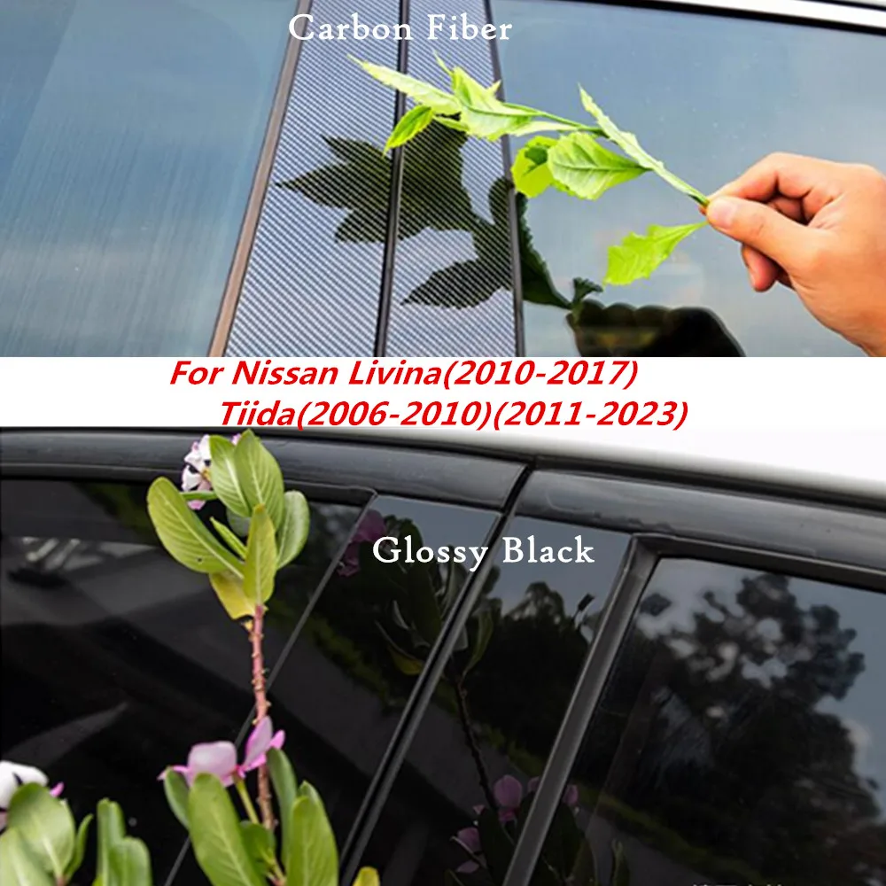 

For Nissan Tiida Hatchback (2006-2023)/Livina(2010-2017) Car PC Material Pillar Post Cover Door Trim Window Molding Sticker