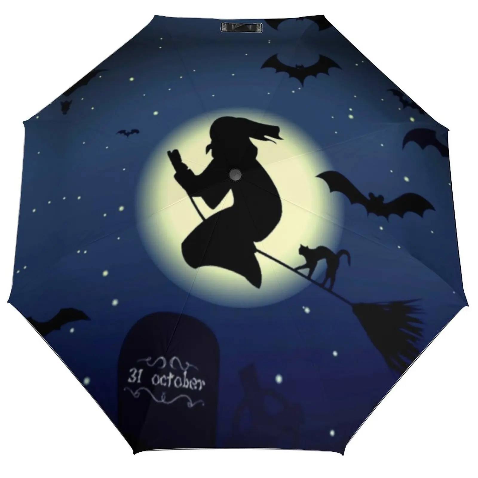 

Black Bats Umbrella Witchy Print Colorful Anti UV Umbrella Automatic Painting Folding Summer Umbrella