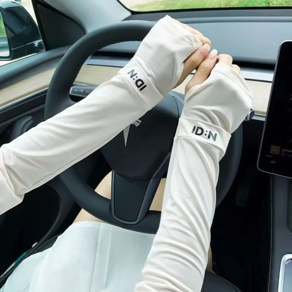 Anti-UV Ice Silk Sleeves Sun Protection Long-sleeved Glove Sunscreen Sleeve Arm Covers UV Insulation Cycling Gloves Summer