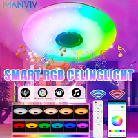 MANVIV LED Smart RGB Ceiling Light 52W Bluetooth APP Remote Control Bedroom Lamp Music Speaker 220V Dimmable Home Ambient Light