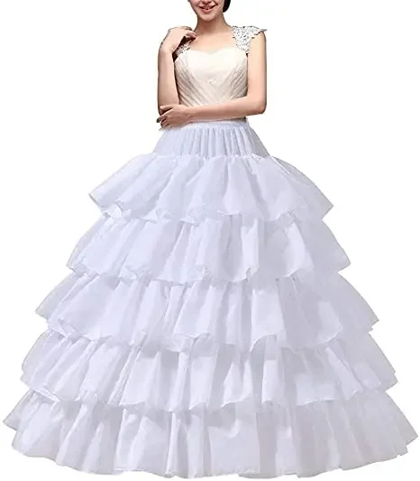 Women 4-Hoop Wedding Petticoat Skirt Quinceanera Ball Gown