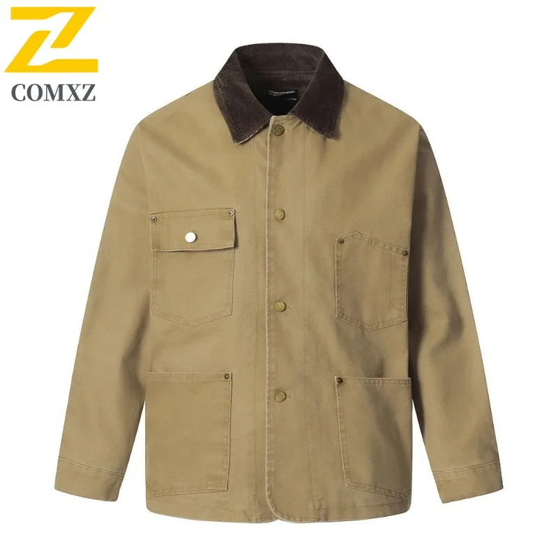 

COMXZ Хлопковая гоночная куртка Gorpcore с большим карманом Спецодежда Стиль Кемпинг Путешествия Мужская одежда Куртки Шоссейный велосипед Прочный дизайн Пальто