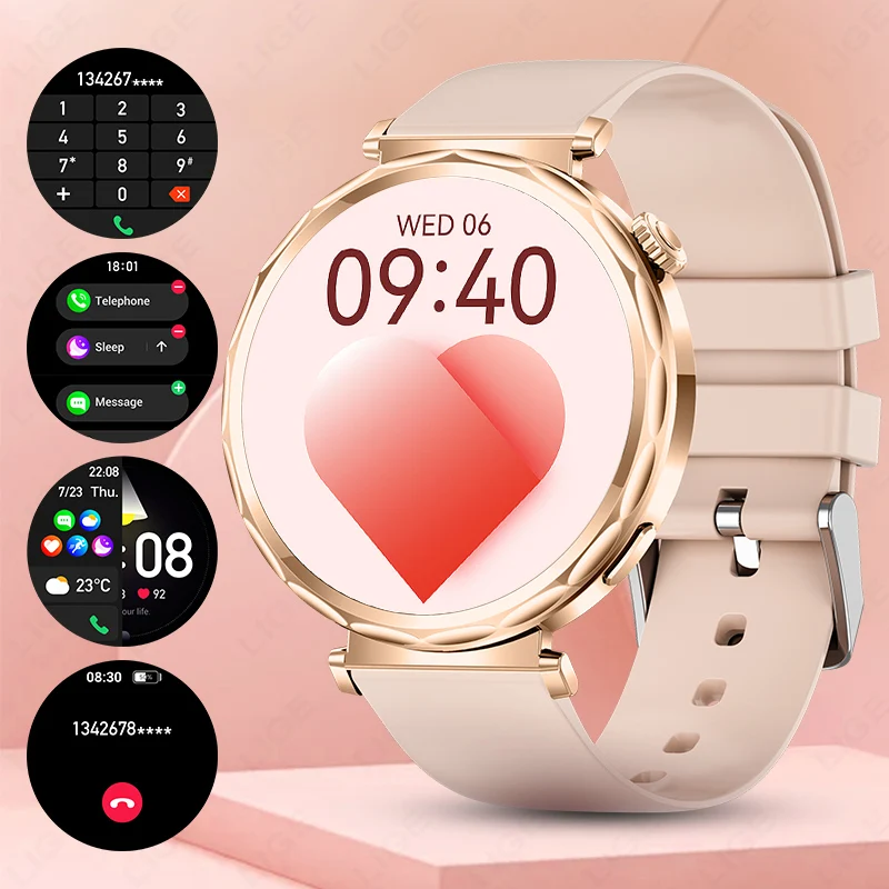 

Новые роскошные умные часы LIGE для женщин, Bluetooth-вызов, индивидуальные циферблаты, мониторинг сна, модные спортивные умные часы для фитнеса для женщин, подарок