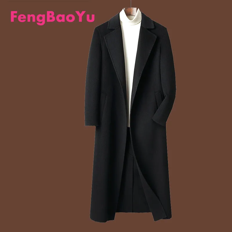 Fengbaoyu Double-sided Cashmere Autumn Winter Men's Coat long American Trench Coat Woolen Leisure Warm White Coat Free Shipping