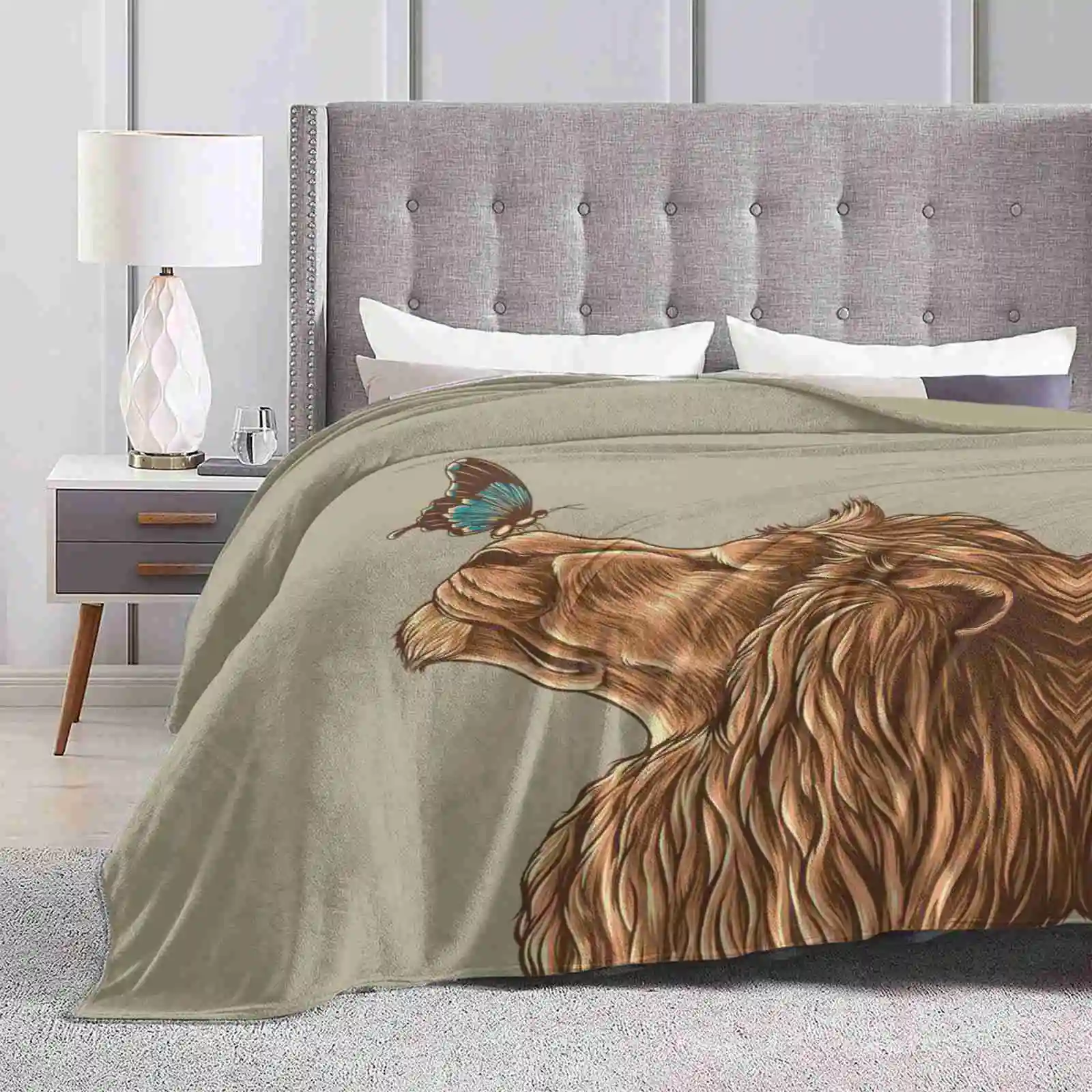 

Gentle Man Trend Style Funny Fashion Soft Throw Blanket Nature Animal Lion Butterfly