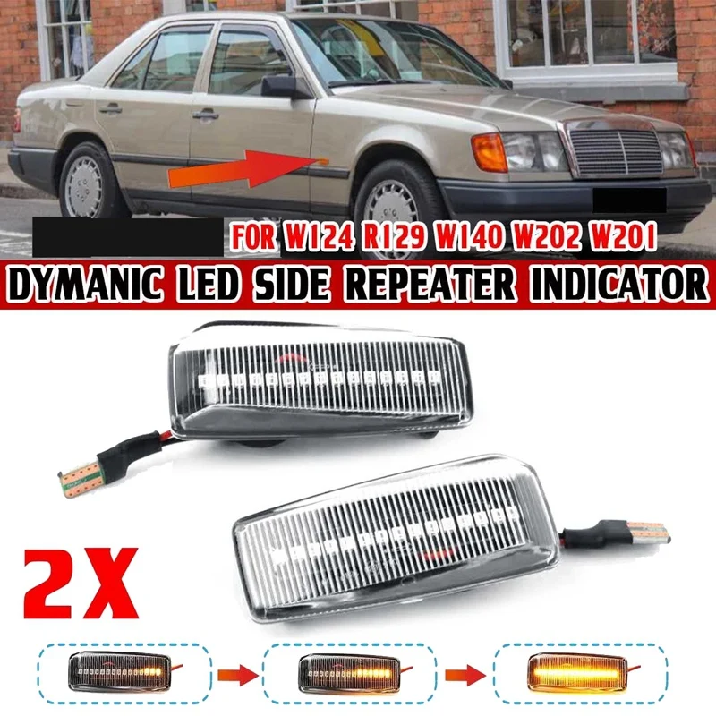 Car Dynamic Side Marker Light Turn Signal Indicator For Mercedes Benz C E S SL CLASS W201 190 W202 W124 W140 R129