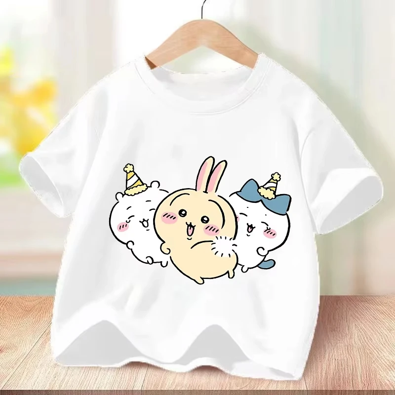 Chiikawas Clothes Hachiware Usagi Kawaii Anime T-Shirt Fashion Cartoon Tops Summer Cotton Soft Casual Short Sleeve Tees Gifts