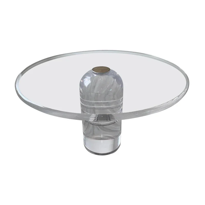 

Creative and stylish transparent acrylic dining table, restaurant round table, boutique crystal table