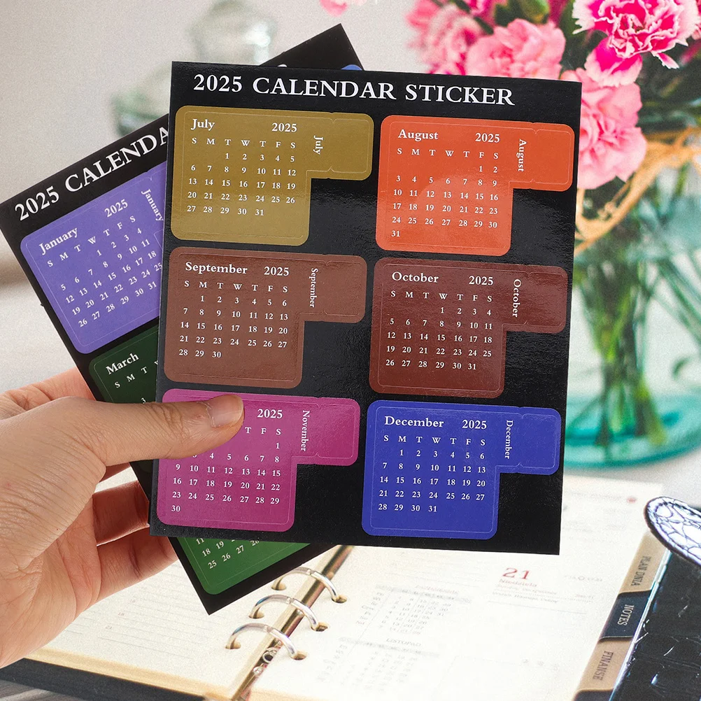 

2Set 2025 Colorful Monthly Planner Tabs for Journals Notebooks Calendar Stickers Label Tabs 2025 Notes Stickers