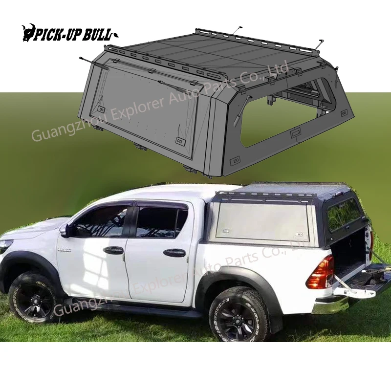 

Steel Pickup Canopy for Hilux Revo Rocco Vigo with Three Doors Hardtop Topper Camper Bed Tonneau Cover for Hilux Canopy