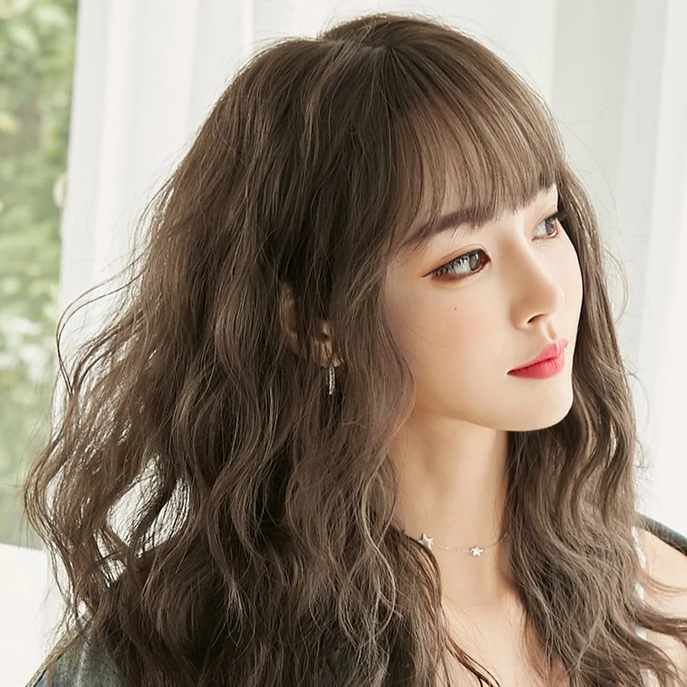 Routop Long Hair Curly Wig for Women in Black Brown 54cm + Multi-Color Wig Net