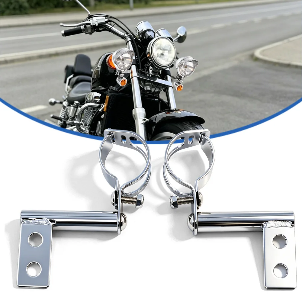 Motorcycle 28-41mm Driving Passing LED Light Universal Passing Fog Lamp Turn Signals with Fork Mounts Bracket Clamps