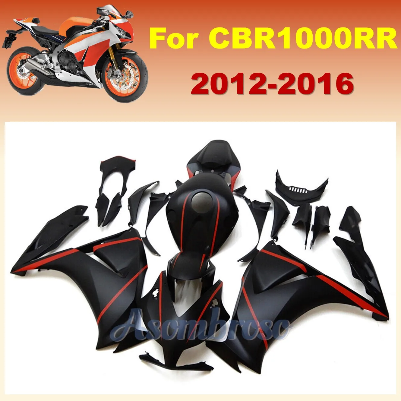 

Motorcycle ABS Plastics Bodywork For Honda CBR1000RR 2016 2012 2015 2013 2014 CBR1000 RR 12-16 Fairing Kit Black red