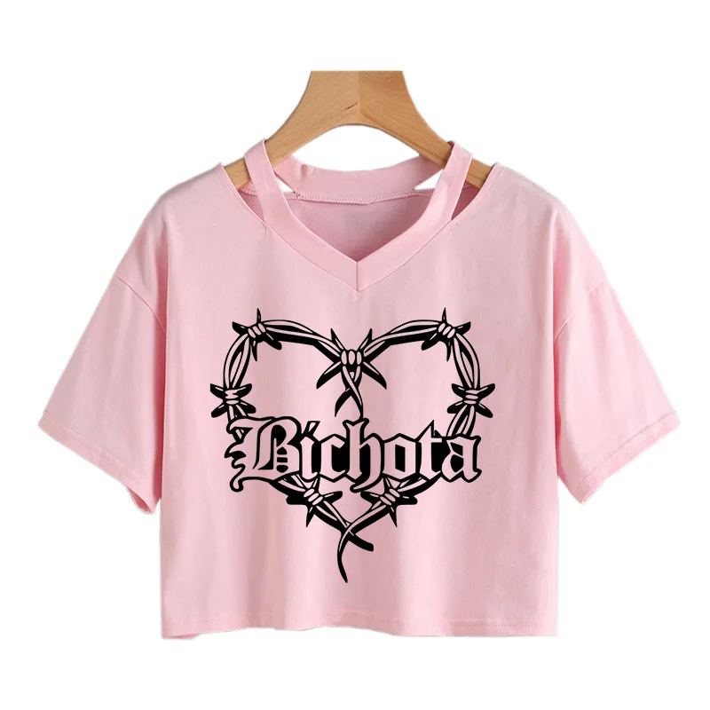 قمصان نسائية كارول على شكل قلب ، مانانا سيرا ، تي شيرت قصير بونيتو ، كل شيء سيكون جميلًا برسومات ، قميص Y2K مضحك ،!