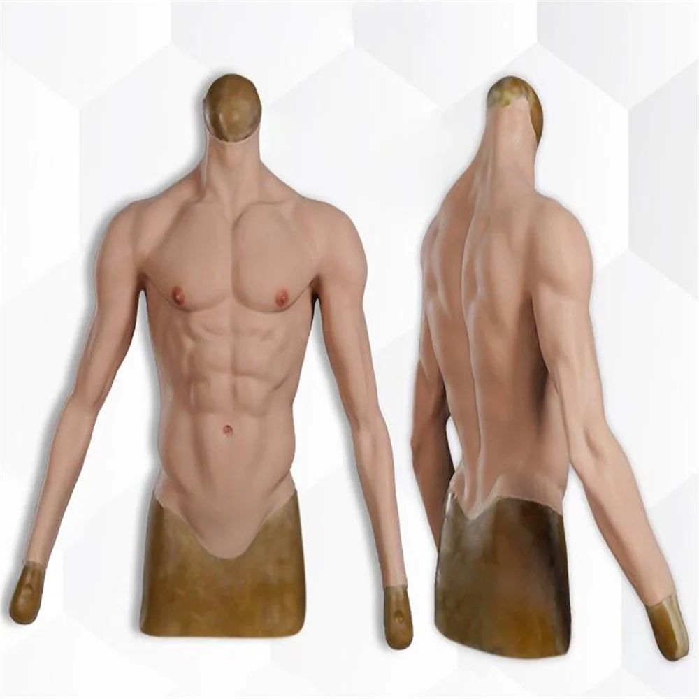 Imagem -03 - Real Silicone Falso Peito Músculo Manequim Masculino Traje de Estágio Muscular Cruz Vestir Capa Parte Inferior do Corpo Cosplay E020