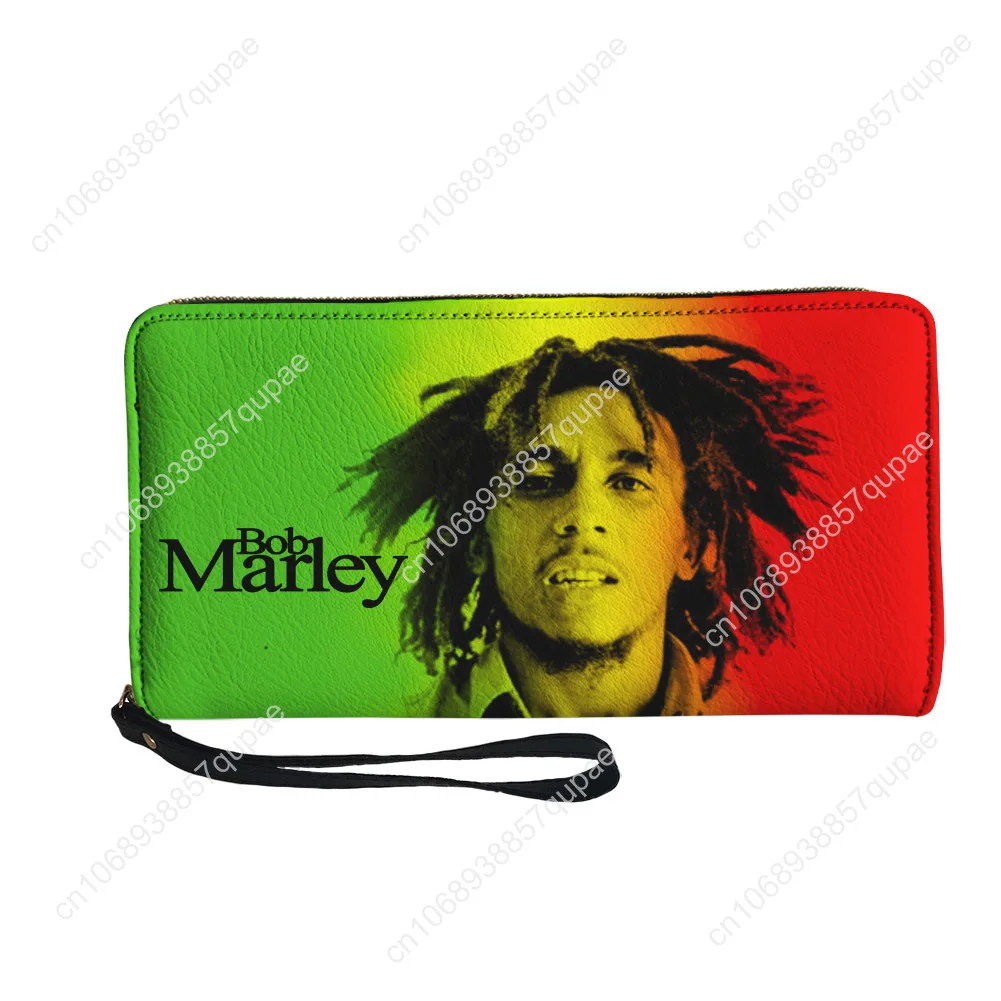 Bob Marley Custom Wallet Purse Jamaican singer Mens Womens Teenagers Zipper Long Wallets Double Print Portable Wallet Gift Bag