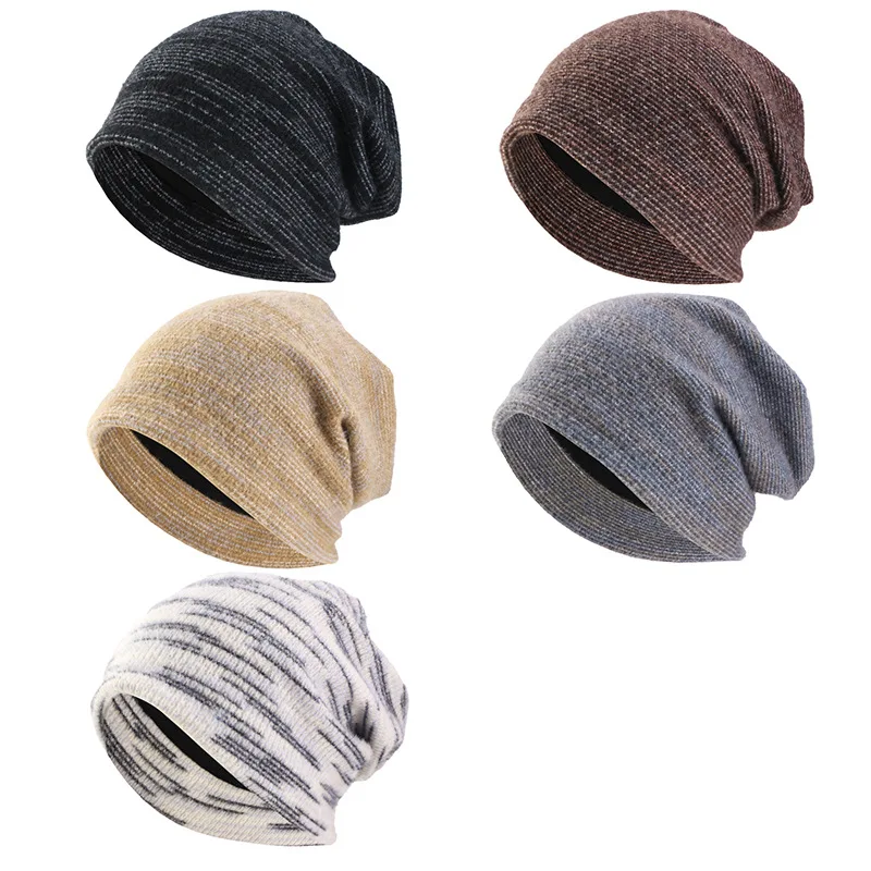 Unisex Double Layer Beanie Autumn Winter Warm Headwrap Ear Cover Baggy Bonnet Outdoor Headwear for Men Women Turbante Mujer