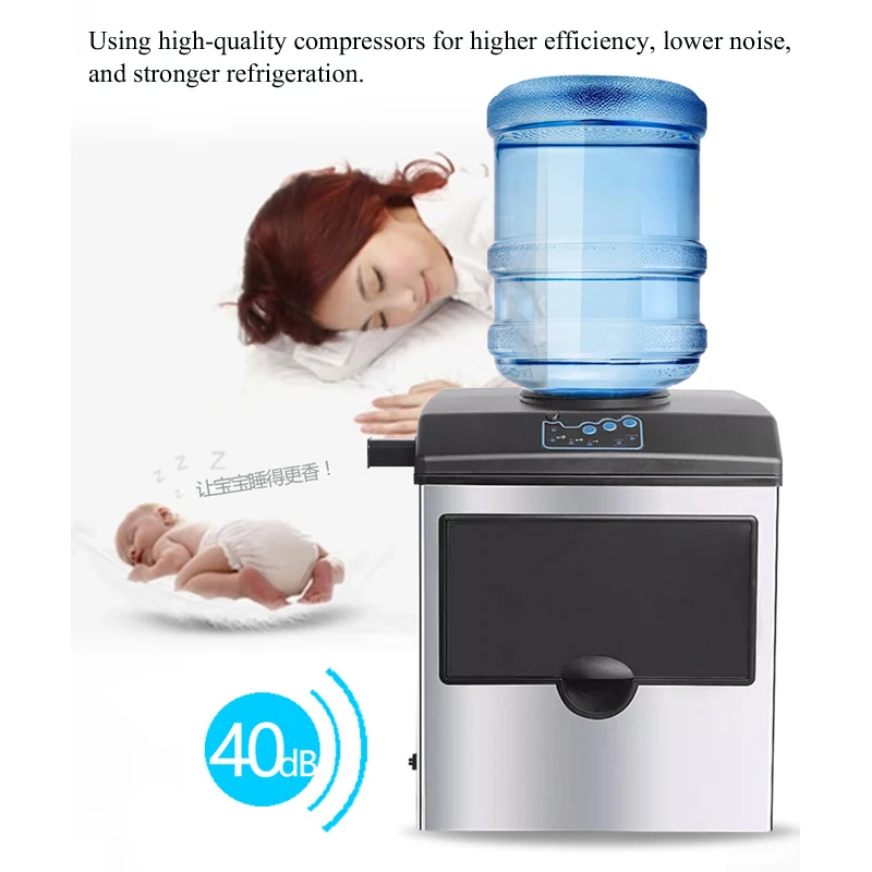 

PBOBP Automatic Ice Maker 15kg Storage Ice Making Machine Ice Maker Automatic Add Water 44 Pcs/18 Min For Lab/Coffee Shop