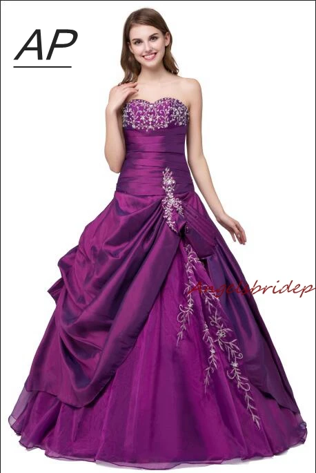 

ANGELSBRIDEP Purple Sweet 16 Ball Gowns Quinceanera Dresses Sweetheart Sleeveless Vestido Debutante Special Ocasion Gowns Cheap