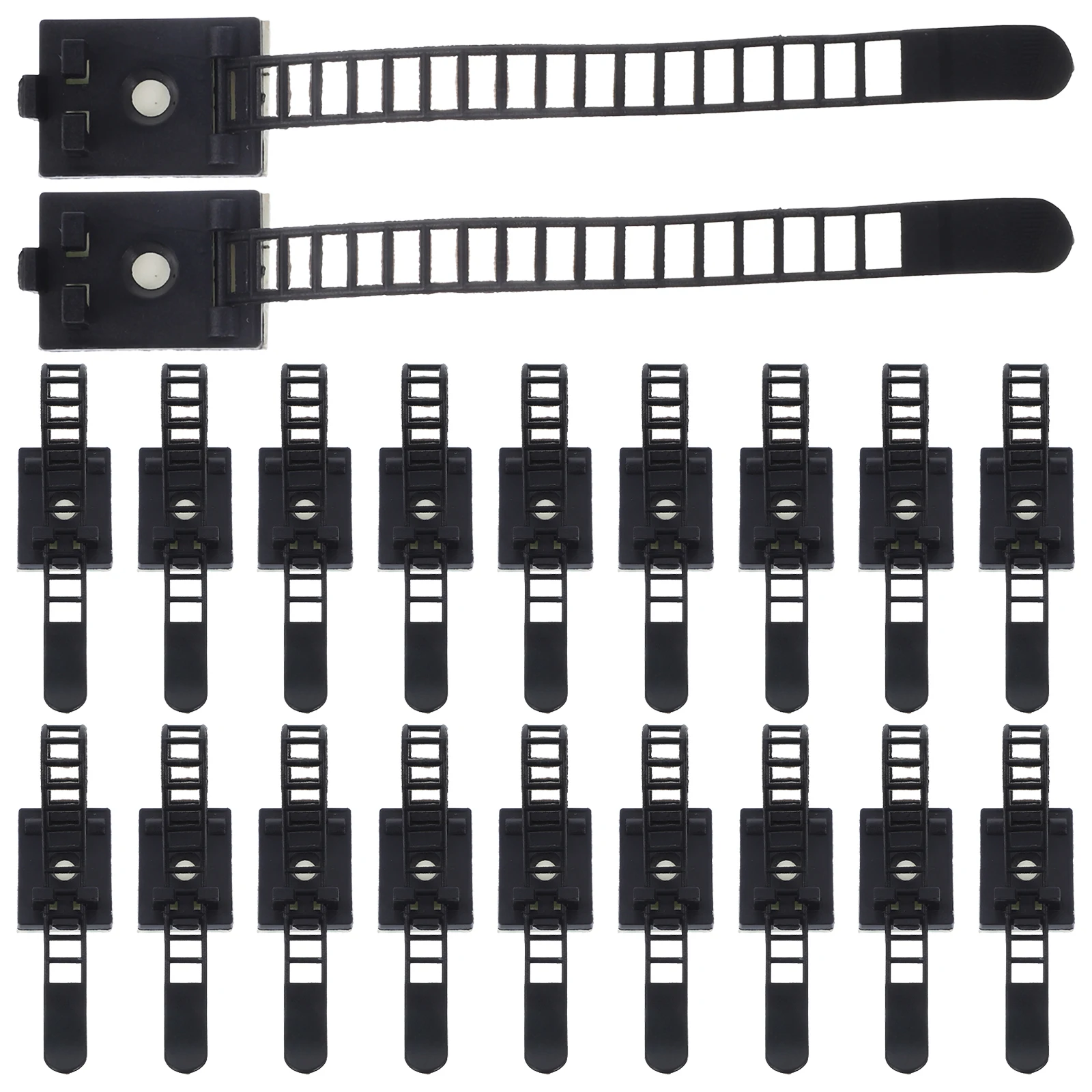 

25 pcs Cable Ties Black Adhesive Desk Wire Management Clips Holders Cords Wraps Bracket Office Home Adjustable Nylon Durability