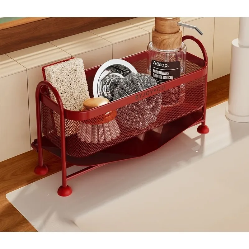 Dishwashing wipe steel wire ball drain rack, vegetable sink narrow side storage rack y