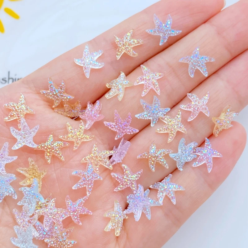 100pcs  Kawaii Cartoon Starfish Nail Rhinestones Gems Glitter Acrylic Nail Art Jewelry Manicure Nail Decoration Accessories